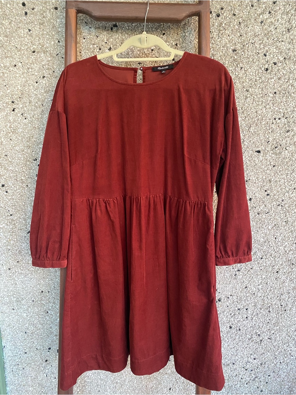 Madewell Rust Red Long Sleeve Babydoll Dress